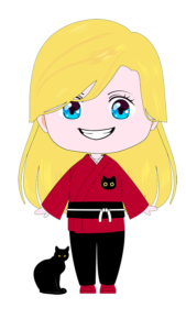 Graphiste événementiel Tourcoing freelance -Illustration personnage style manga chibi avec chat noir